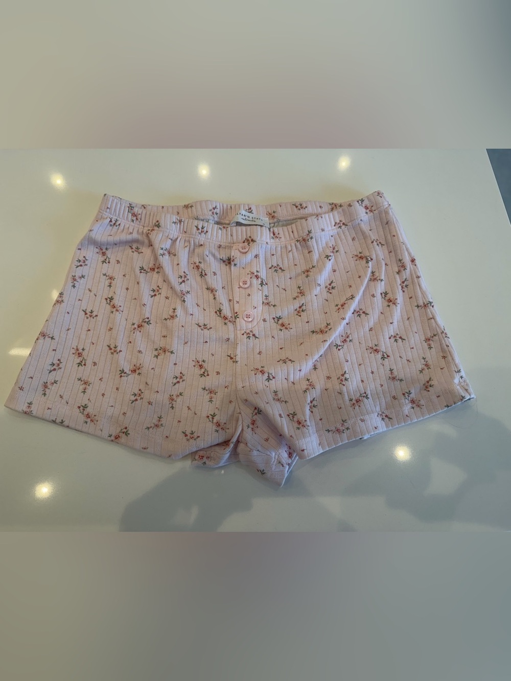 Altar'd State Pink Floral Ribbed Sleep Shorts size M